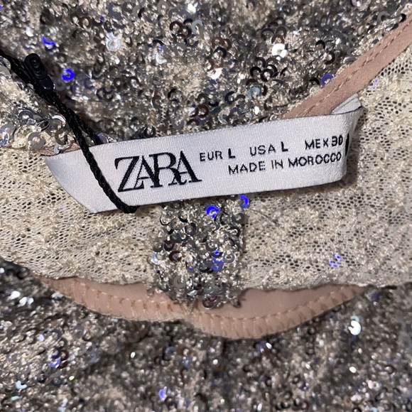 Zara ZW Collection Sequinned Dress Shoulder Pads Silver Size L - Picture 14 of 17